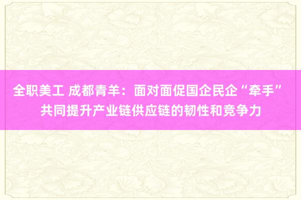 全职美工 成都青羊：面对面促国企民企“牵手” 共同提升产业链供应链的韧性和竞争力